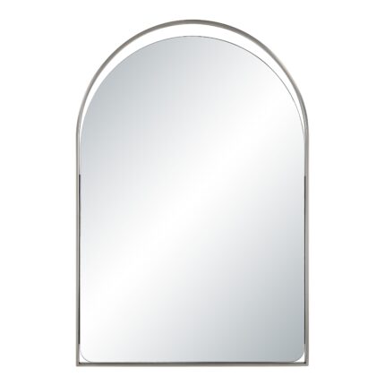 Renwil Mentha Antique Nickel Arch Wall Mirror MT2730 - front view of antique nickel open-detail arch mirror