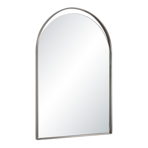 Renwil Mentha Antique Nickel Arch Wall Mirror MT2730 - angled view of iron frame and upper opening
