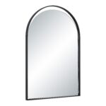 Renwil Maniola Matte Black Open-Detail Arch Mirror MT2731 - angled view of iron frame