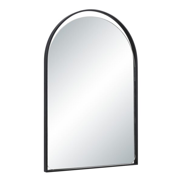 Renwil Maniola Matte Black Open-Detail Arch Mirror MT2731 - angled view of iron frame