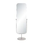 Renwil Mandra Polished Nickel Marble-Base Floor Mirror MT2732 - front view of nickel mirror and white marble base