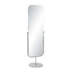 Renwil Mandra Polished Nickel Marble-Base Floor Mirror MT2732 - angled view of pivoting floor mirror