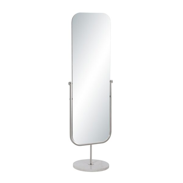 Renwil Mandra Polished Nickel Marble-Base Floor Mirror MT2732 - angled view of pivoting floor mirror