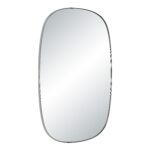Renwil Talco Polished Nickel Rounded Wall Mirror MT2733 - angled view of slim stainless steel frame