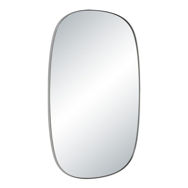 Renwil Talco Polished Nickel Rounded Wall Mirror MT2733 - angled view of slim stainless steel frame