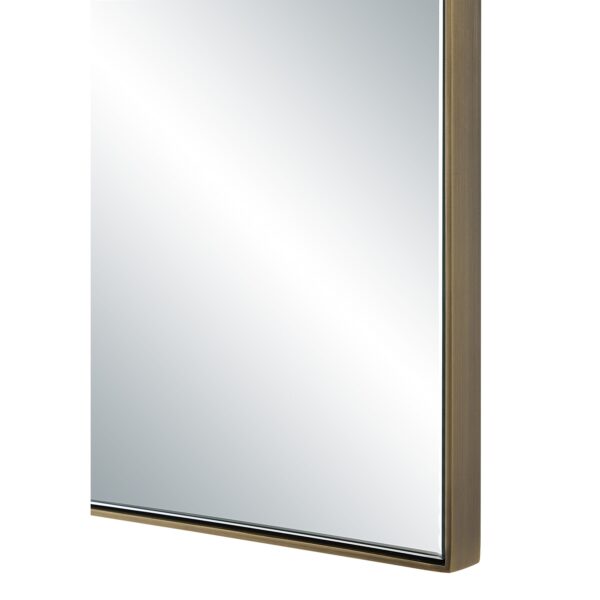 Renwil Neem Dark Antique Brass Bar-Detail Wall Mirror MT2737 - close-up of plated frame