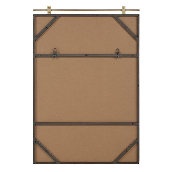Renwil Neem Dark Antique Brass Bar-Detail Wall Mirror MT2737 - rear view showing two D-ring mounts
