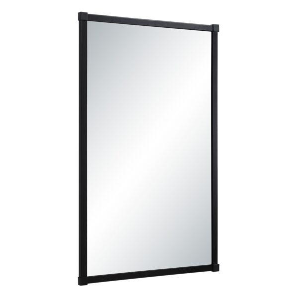 Renwil Kauri Matte Black Corner-Detail Wall Mirror MT2739 - angled view of black iron frame