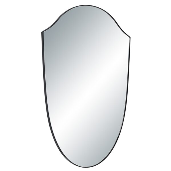Renwil Ryker Matte Black Shield Wall Mirror MT2748 - angled view of black iron frame
