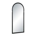 Renwil Arcade Matte Black Beaded Full-Length Arch Mirror MT2756 - angled view of matte black iron frame