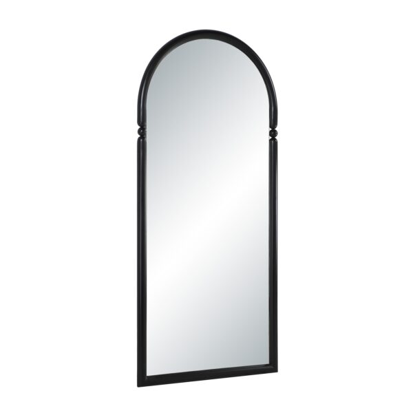 Renwil Arcade Matte Black Beaded Full-Length Arch Mirror MT2756 - angled view of matte black iron frame