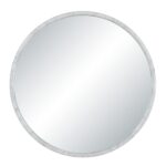 Renwil Cento Honed White Marble Round Wall Mirror MT2759 - front view of white marble round mirror