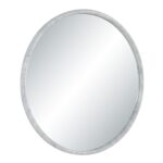 Renwil Cento Honed White Marble Round Wall Mirror MT2759 - angled view of natural marble frame