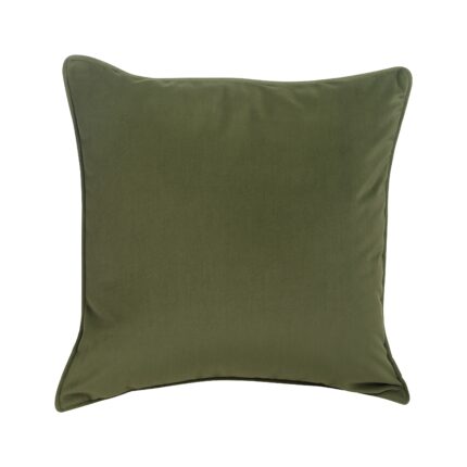 Renwil Fora Moss Green Poly-Velvet Pillow 22 x 22 PWFL1475 - front view of moss green poly-velvet pillow