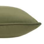 Renwil Fora Moss Green Poly-Velvet Pillow 22 x 22 PWFL1475 - close-up of green piping and pillow edge