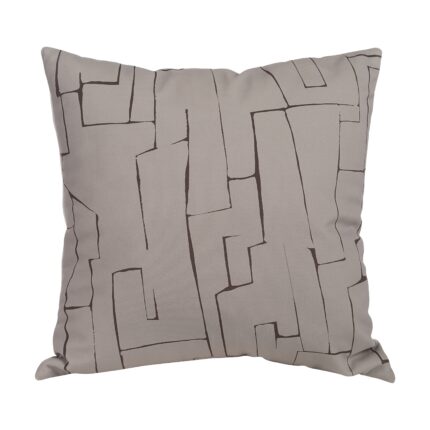 Renwil Sarno Taupe Line-Print Poly-Velvet Pillow 20 x 20 PWFL1476 - front view of taupe line-print pillow