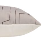 Renwil Sarno Taupe Line-Print Poly-Velvet Pillow 20 x 20 PWFL1476 - side detail of printed front and plain back