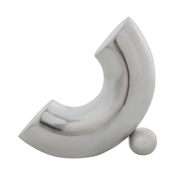 Renwil Libra Nickel Sculpture — alternate angled view of the open curved form