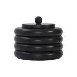 Renwil Kara Black Wood Decorative Box — front view of the ribbed black wood box with lid