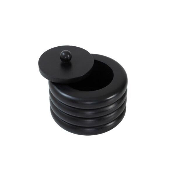 Renwil Kara Black Wood Decorative Box — box with the lid raised to reveal the interior