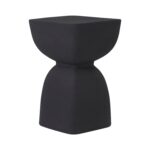 Renwil Frans Black Aluminum Indoor/Outdoor Accent Table — angled view of the curved hourglass-like form
