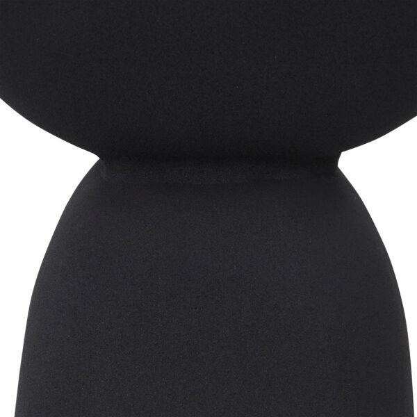Renwil Frans Black Aluminum Indoor/Outdoor Accent Table — detail of the narrowed centre and curved body