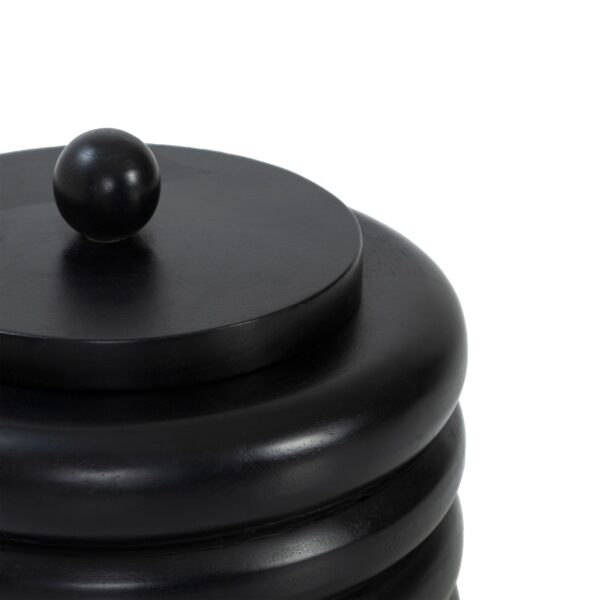 Renwil Kara Black Wood Decorative Box — close-up of the lid knob and black finish