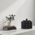 Renwil Kara Black Wood Decorative Box — styled on a marble console beside books