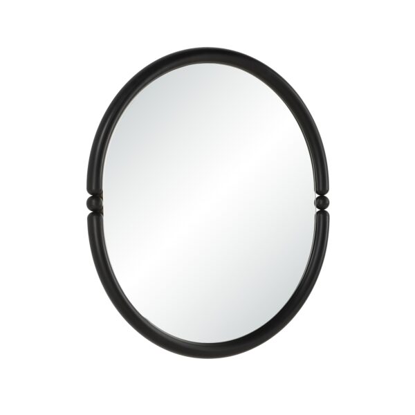 Renwil Ditto Matte Black Beaded Oval Wall Mirror MT2757 - angled view of matte black oval frame