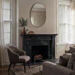Renwil Messini Matte Black Organic Wall Mirror MT2722 - mirror styled above a fireplace