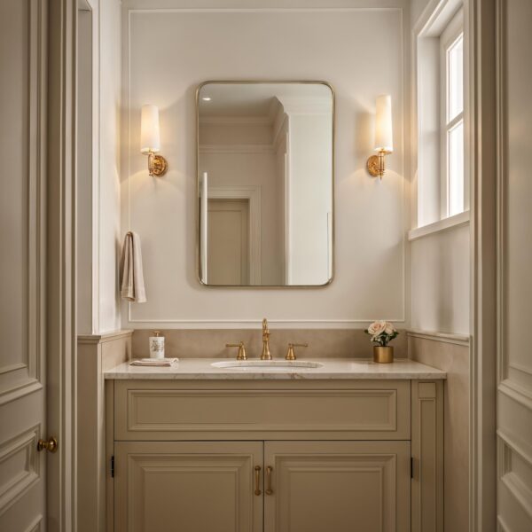 Renwil Franca Antique Brushed Brass Wall Mirror MT2727 - mirror styled above a vanity