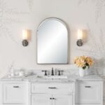 Renwil Mentha Antique Nickel Arch Wall Mirror MT2730 - mirror styled above a vanity