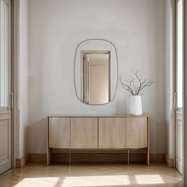 Renwil Talco Polished Nickel Rounded Wall Mirror MT2733 - mirror styled above a console