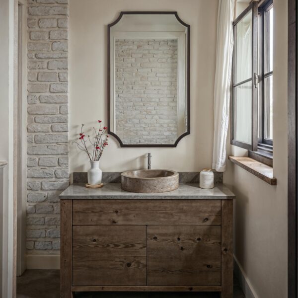 Renwil Torre Dark Antique Bronze Wall Mirror MT2740 - mirror styled above a bathroom vanity