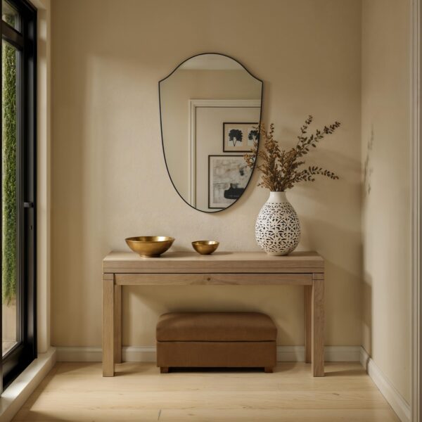 Renwil Ryker Matte Black Shield Wall Mirror MT2748 - mirror styled above a console