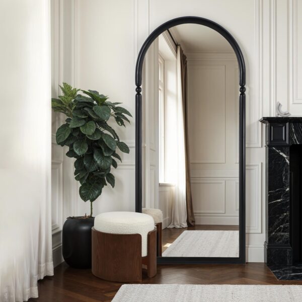 Renwil Arcade Matte Black Beaded Full-Length Arch Mirror MT2756 - full-length arch mirror in a furnished interior