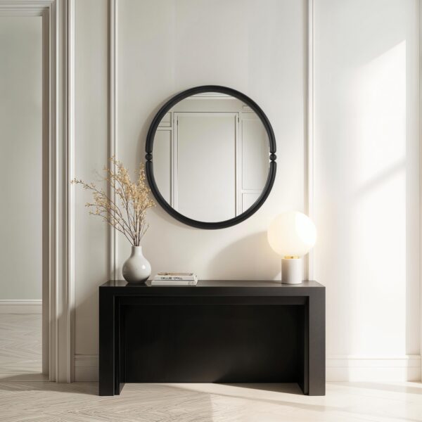 Renwil Ditto Matte Black Beaded Oval Wall Mirror MT2757 - oval wall mirror in a furnished interior