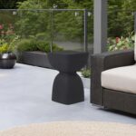Renwil Frans Black Aluminum Indoor/Outdoor Accent Table — styled beside outdoor seating; accessories not included