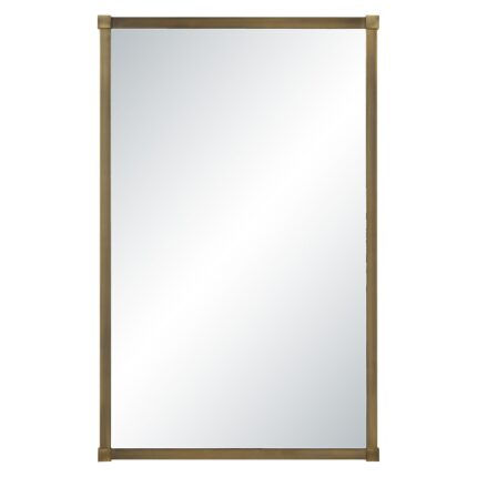 Renwil Khaya Dark Antique Brass Corner-Detail Mirror MT2738 - front view of brass corner-detail mirror