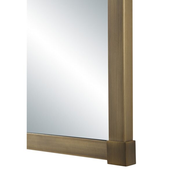 Renwil Khaya Dark Antique Brass Corner-Detail Mirror MT2738 - close-up of brass corner block