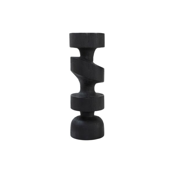 Renwil Shah Black Wood Sculpture — alternate full view of the stacked angular form