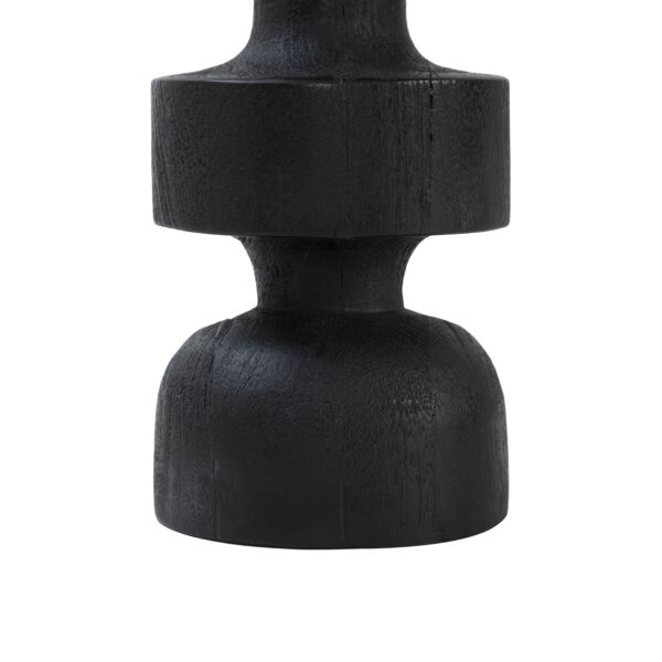 Renwil Shah Black Wood Sculpture — detail of the lower wood forms and grain