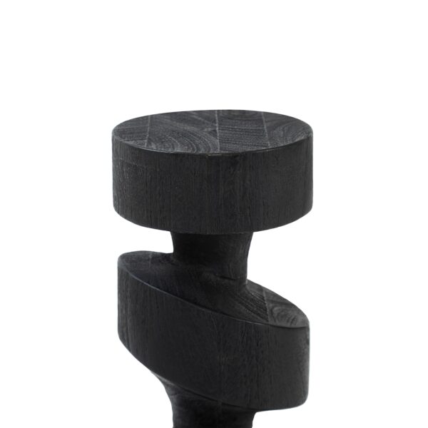 Renwil Shah Black Wood Sculpture — detail of the upper geometric forms