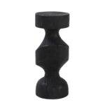 Renwil Piyade Black Wood Sculpture — angled view of the compact geometric form
