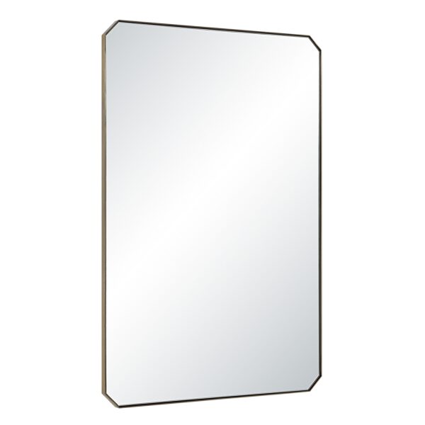 Renwil Nate Dark Antique Brass Clipped-Corner Mirror MT2750 - angled view of slim iron frame