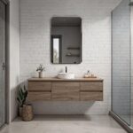 Renwil Nate Dark Antique Brass Clipped-Corner Mirror MT2750 - mirror styled above a bathroom vanity