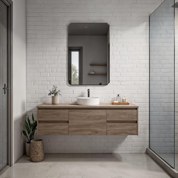Renwil Nate Dark Antique Brass Clipped-Corner Mirror MT2750 - mirror styled above a bathroom vanity