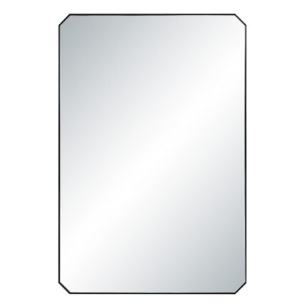 Renwil Jace Matte Black Clipped-Corner Wall Mirror MT2751 - front view of black clipped-corner mirror