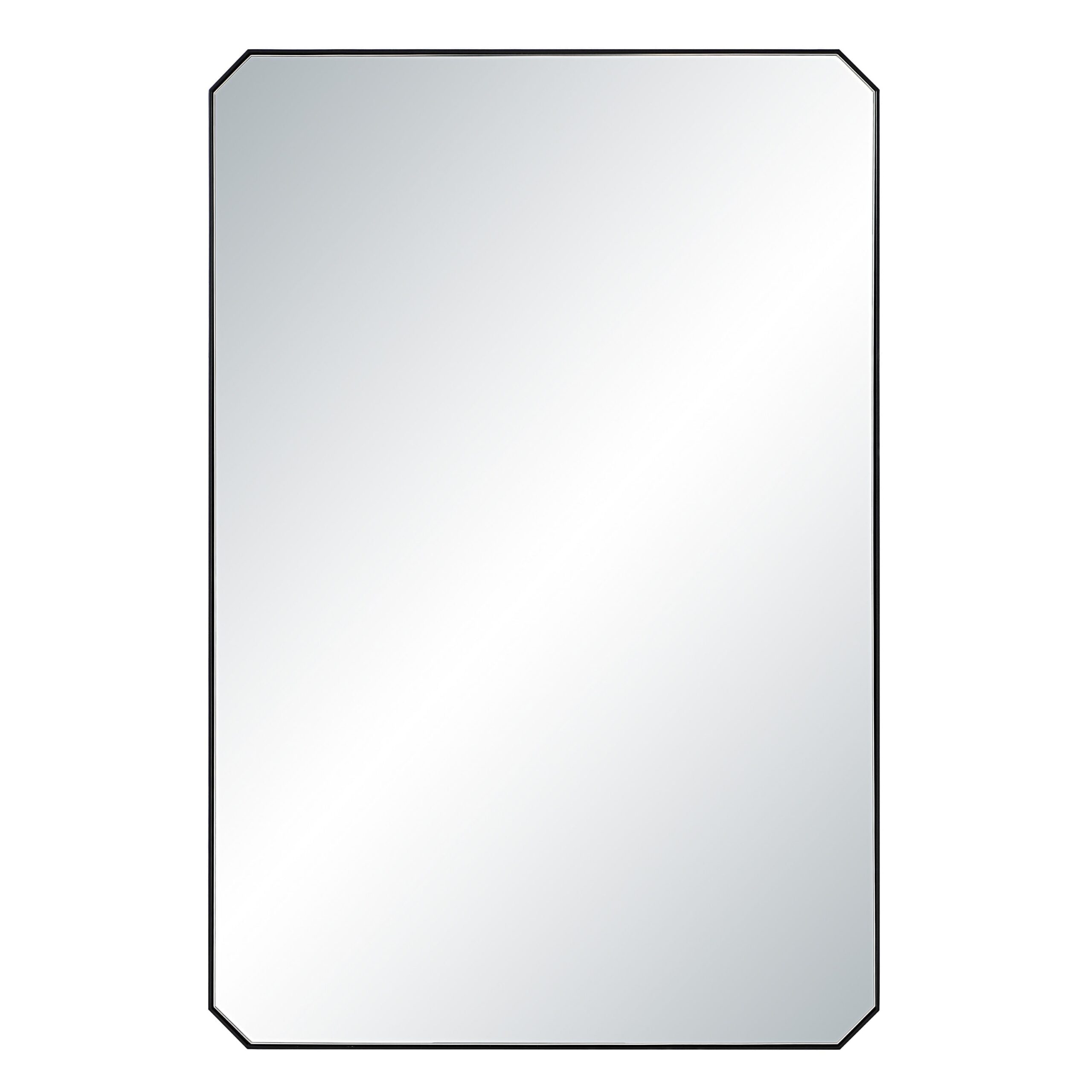 187398.jpg Renwil Jace Matte Black Clipped-Corner Wall Mirror MT2751 - front view of black clipped-corner mirror