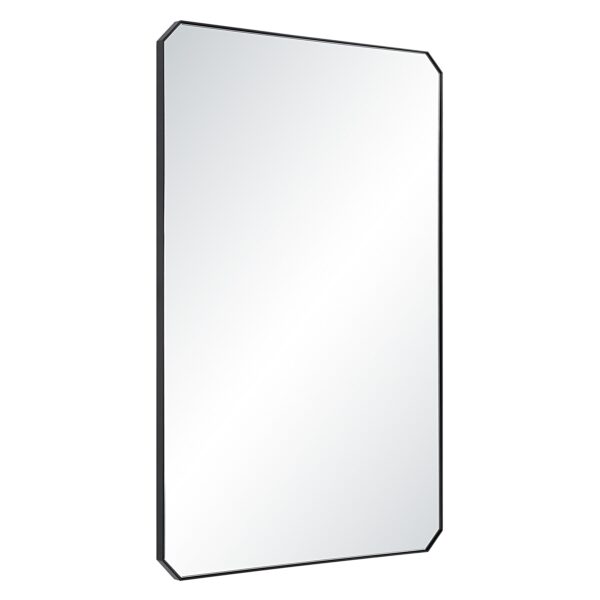 Renwil Jace Matte Black Clipped-Corner Wall Mirror MT2751 - angled view of slim frame